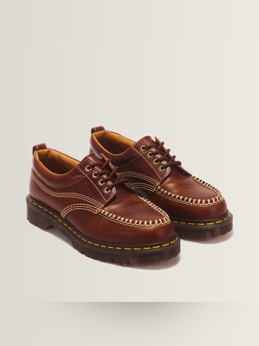 NWOB Dr Martins Lowell Brown Leather Moc Toe Shoes Men’s Size 10 Women’s Size 11
